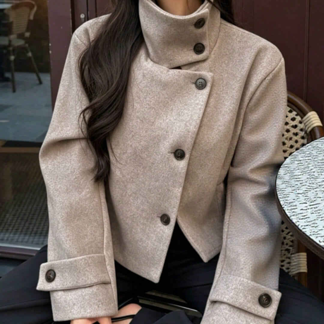 ZEYA - Monica Rose Buckle Stand Collar Coat