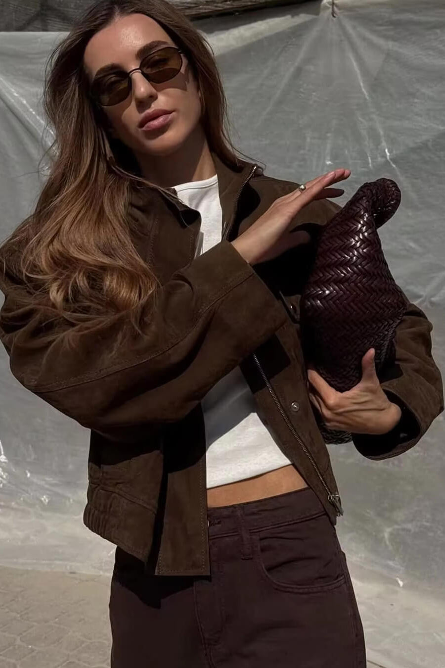 ZEYA - Nadine Suede Bomber Jacket