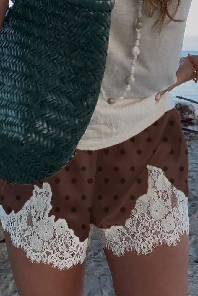 ZEYA - Natasha Polka Dot Lace Trim Shorts
