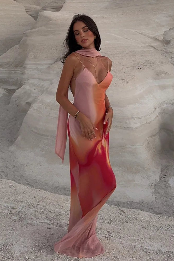 ZEYA - Octavia Open-Back Ombre Satin Dress