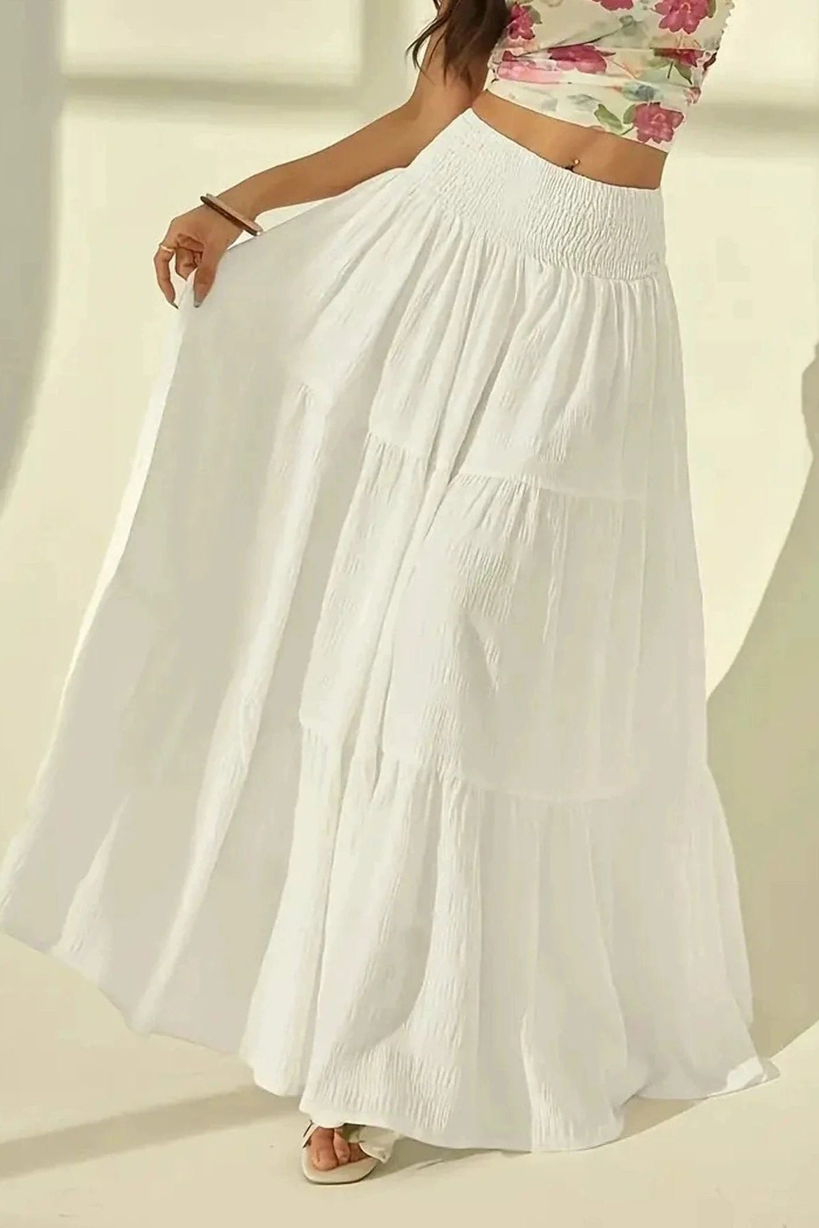 ZEYA - Octavia Tiered Maxi Skirt Elastic Waist
