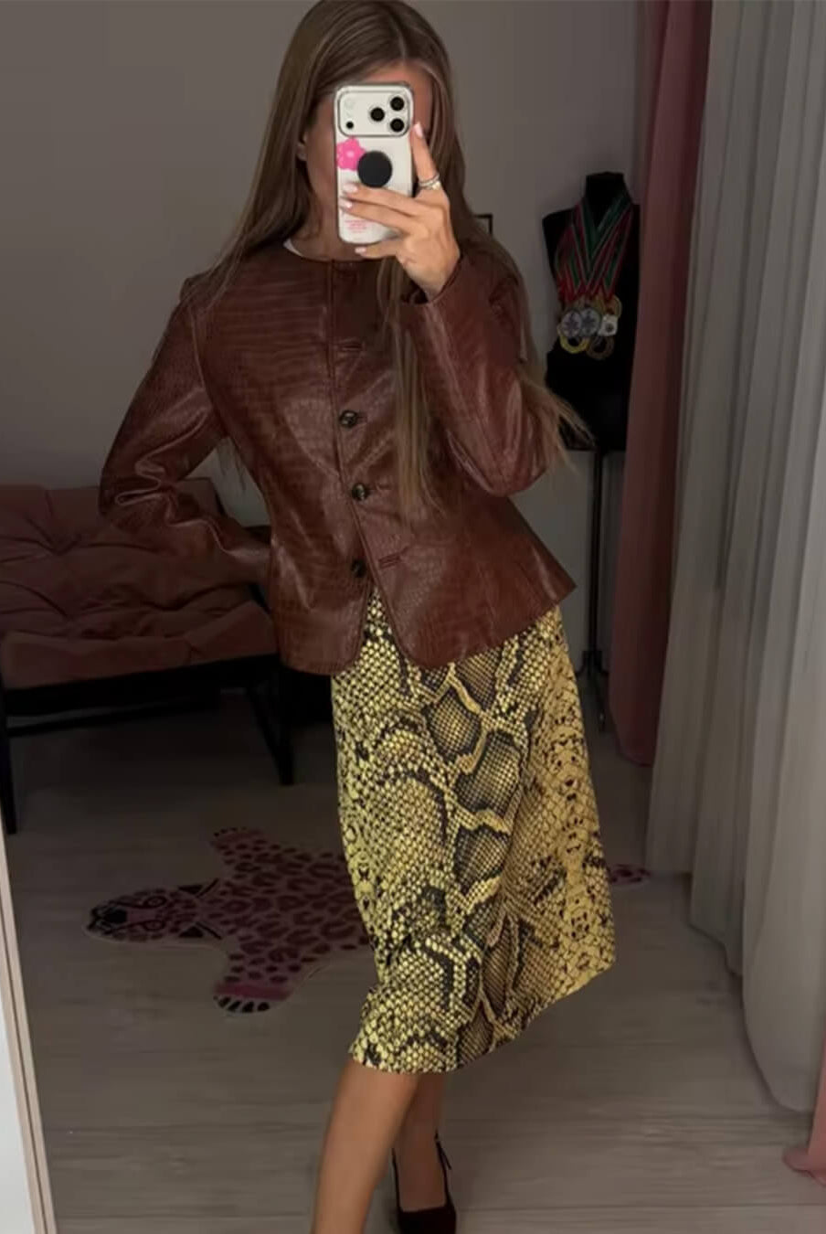 ZEYA - Ruth Croc Embossed Faux Leather Jacket