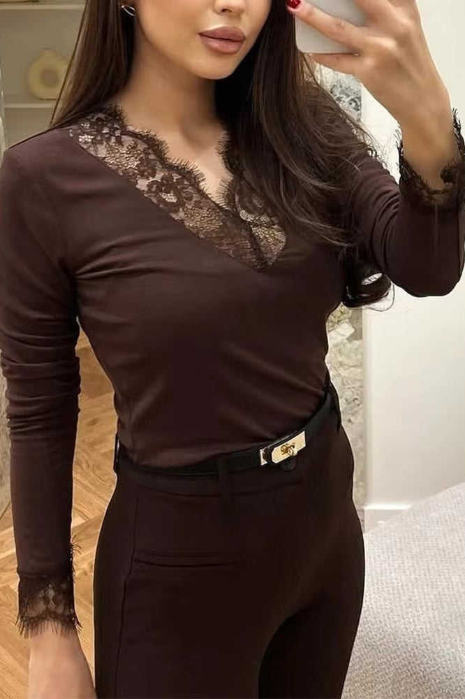 ZEYA - Sarah Lace V-Neck Casual Top