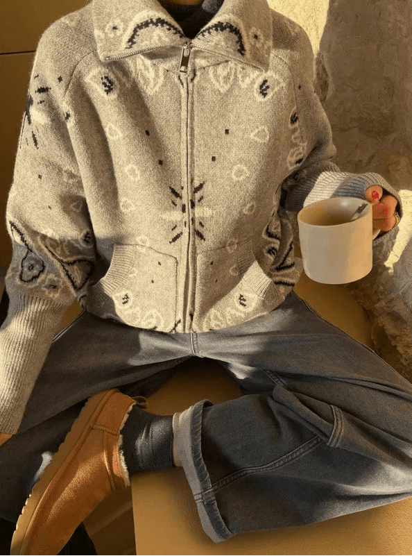 ZEYA - Sarah Stand Collar Knitted Cardigan