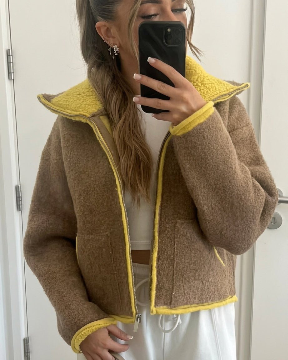ZEYA - Scarlett Contrast Trim Knit Zip Up Cardigan