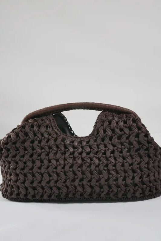 ZEYA - Sophia Woven Straw Shell Clutch