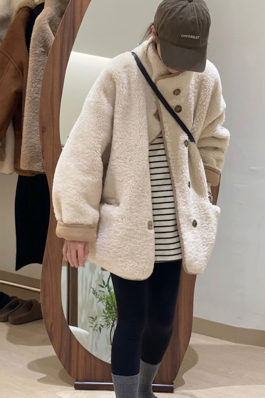 ZEYA - Tiara Stand Collar Faux Fur Coat