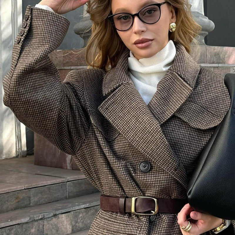 ZEYA - Trisha Houndstooth Long Coat