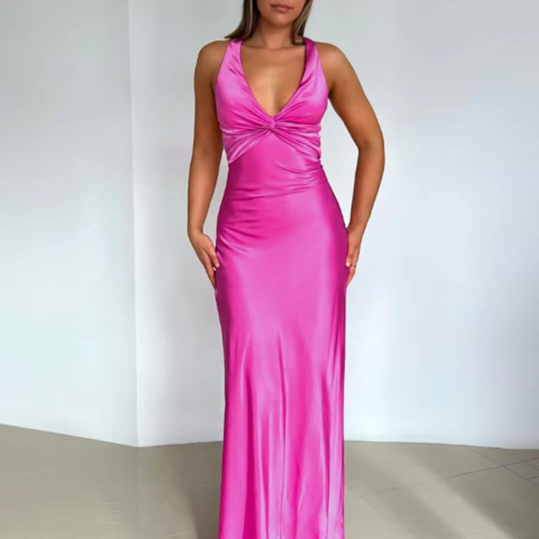 ZEYA - Venus Satin Open Back Maxi Dress