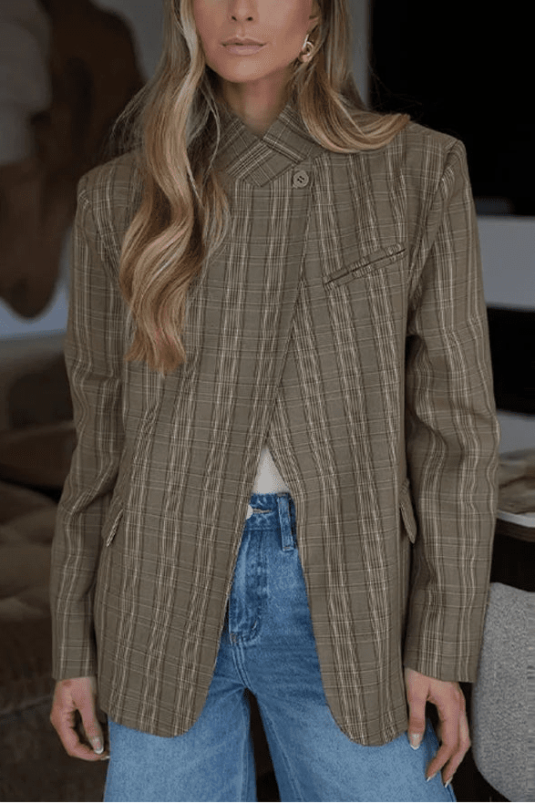 ZEYA - Willow Stand Collar Striped Suit Jacket