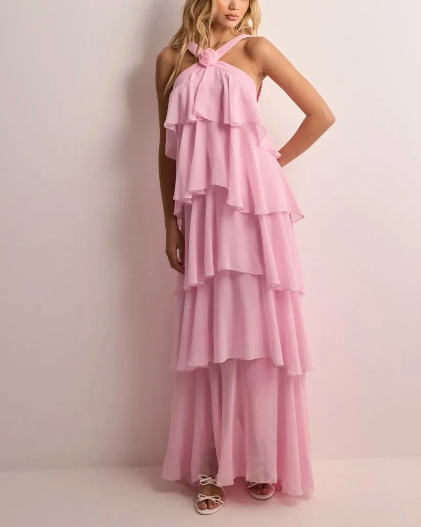 Jasmine Ruffle Backless Maxi Dress