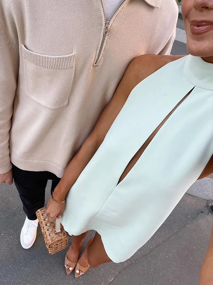 Sophia Halter Turtleneck Mini Dress