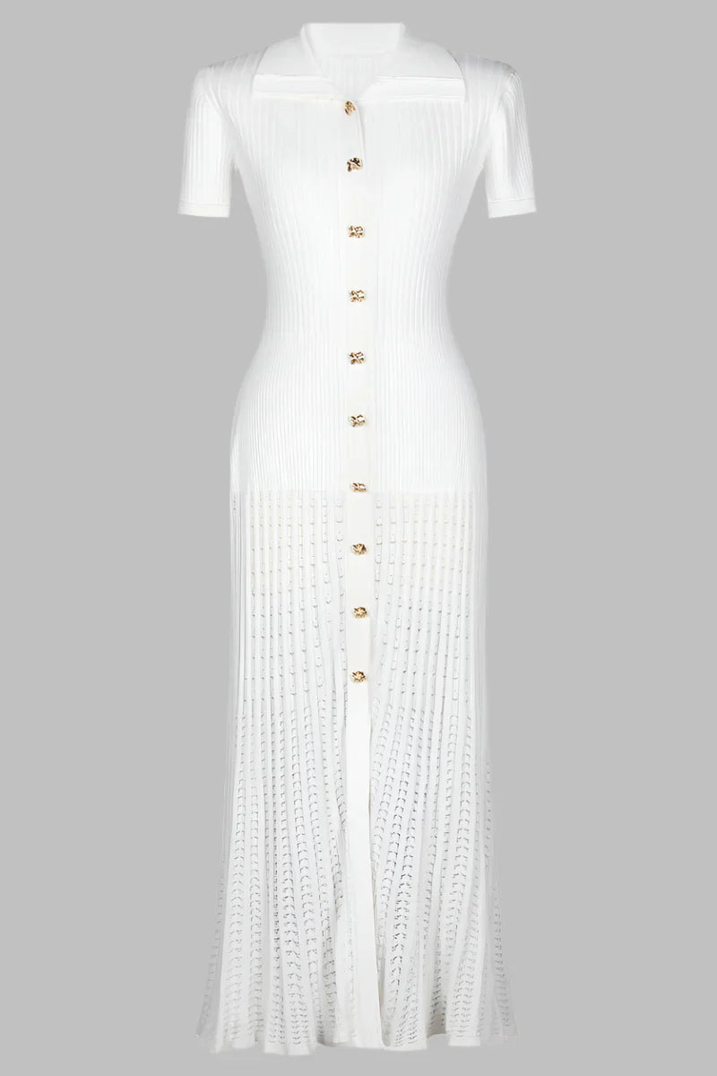 Sophia Ribbed Knit Polo Maxi Dress
