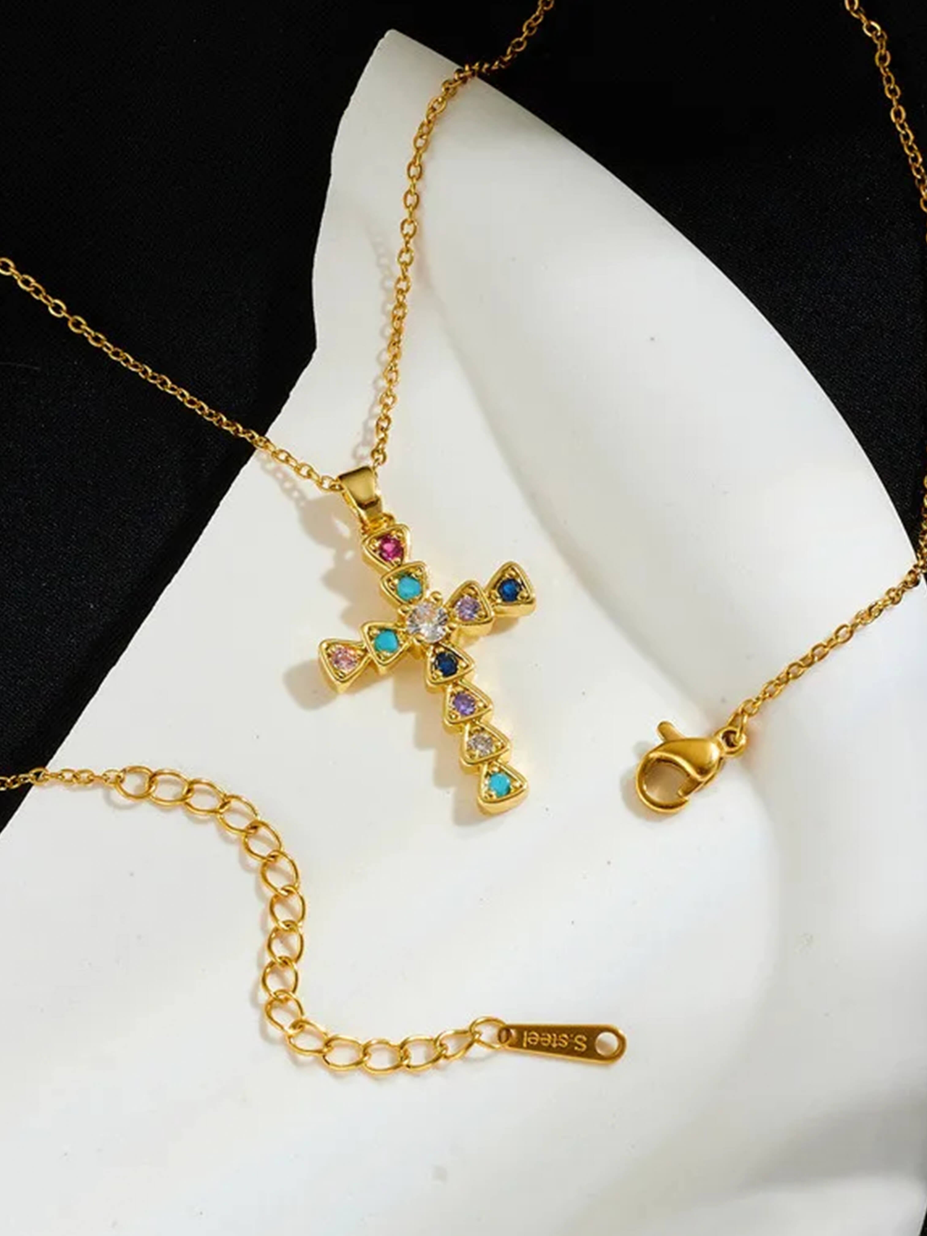 Lucy Zircon Cross Pendant Necklace