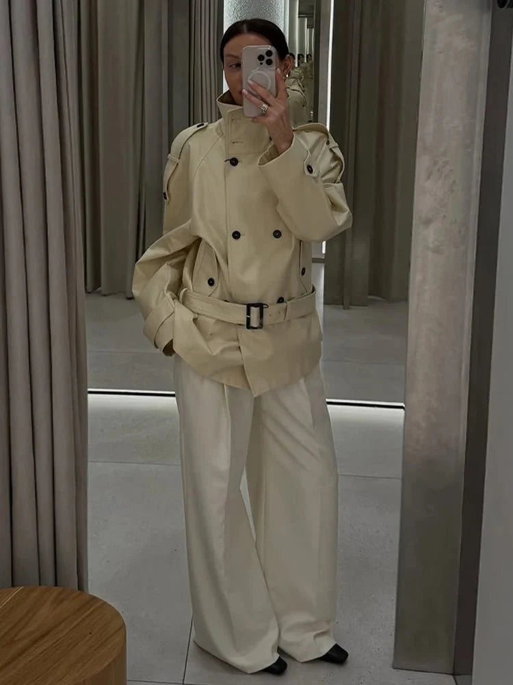 Ella Tailored Stand Collar Trench Coat