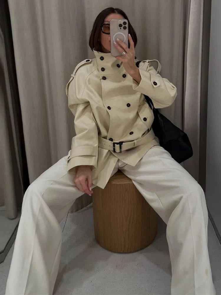 Ella Tailored Stand Collar Trench Coat