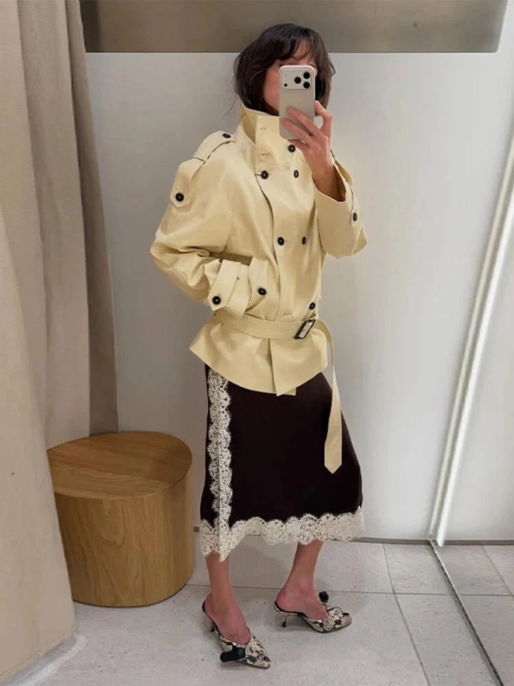 Ella Tailored Stand Collar Trench Coat