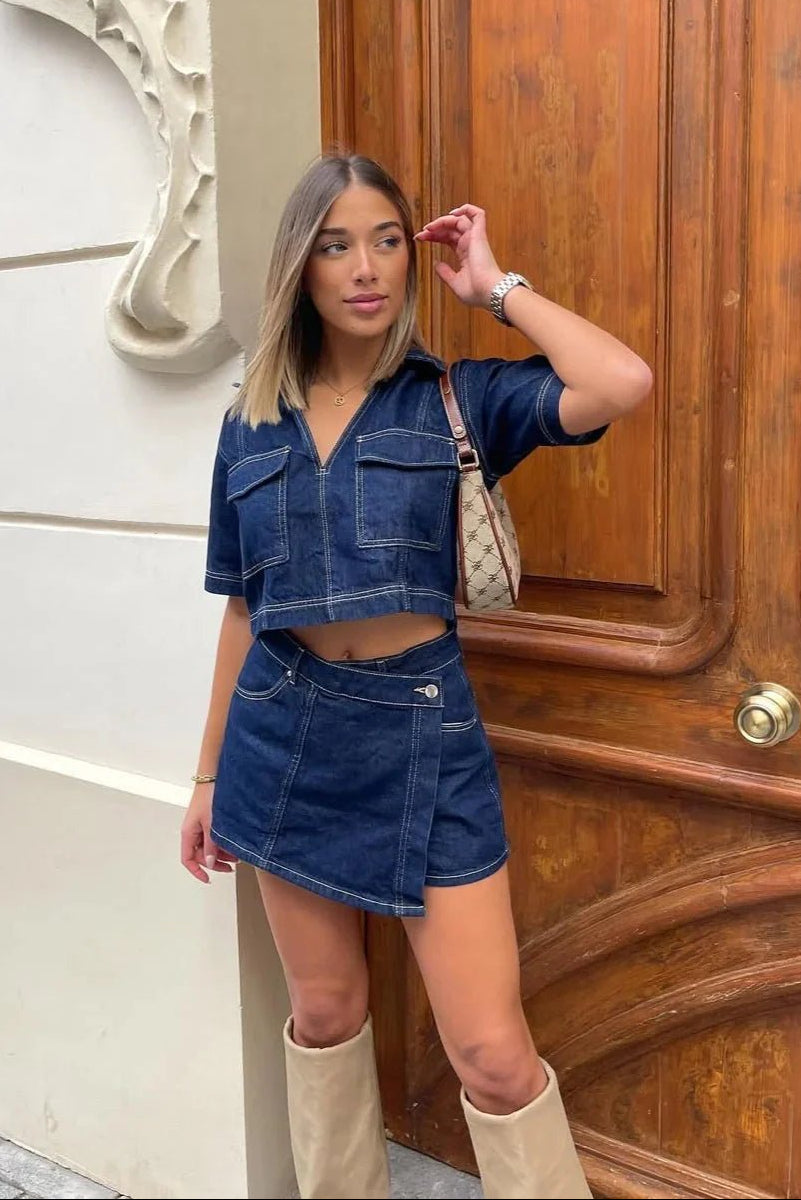 Sophie Cropped Top & Skorts Set