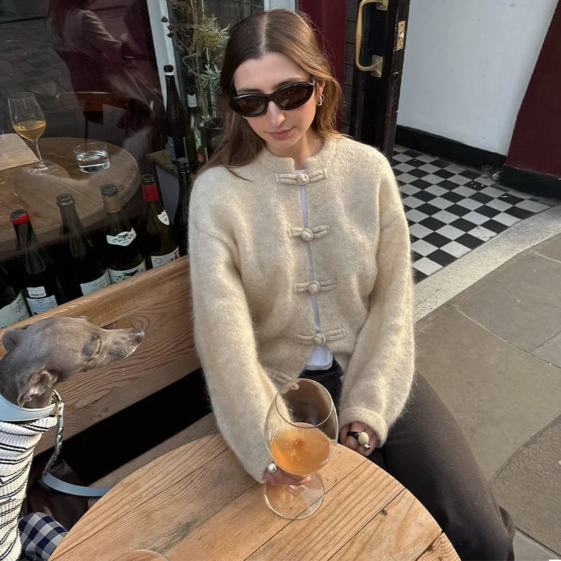 Angela Frog Knots Knitted Cardigan