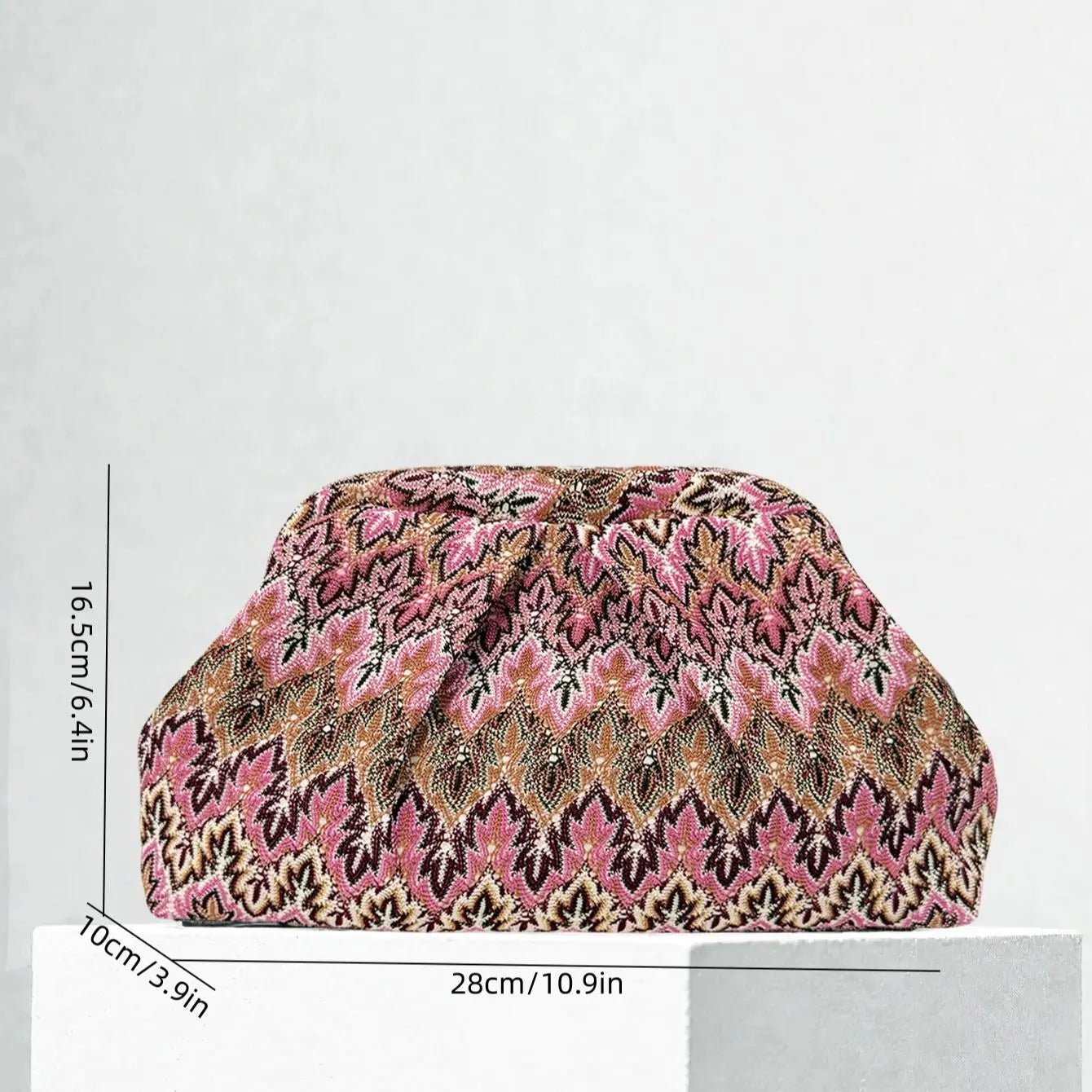 Sophia Jacquard Pleated Clutch