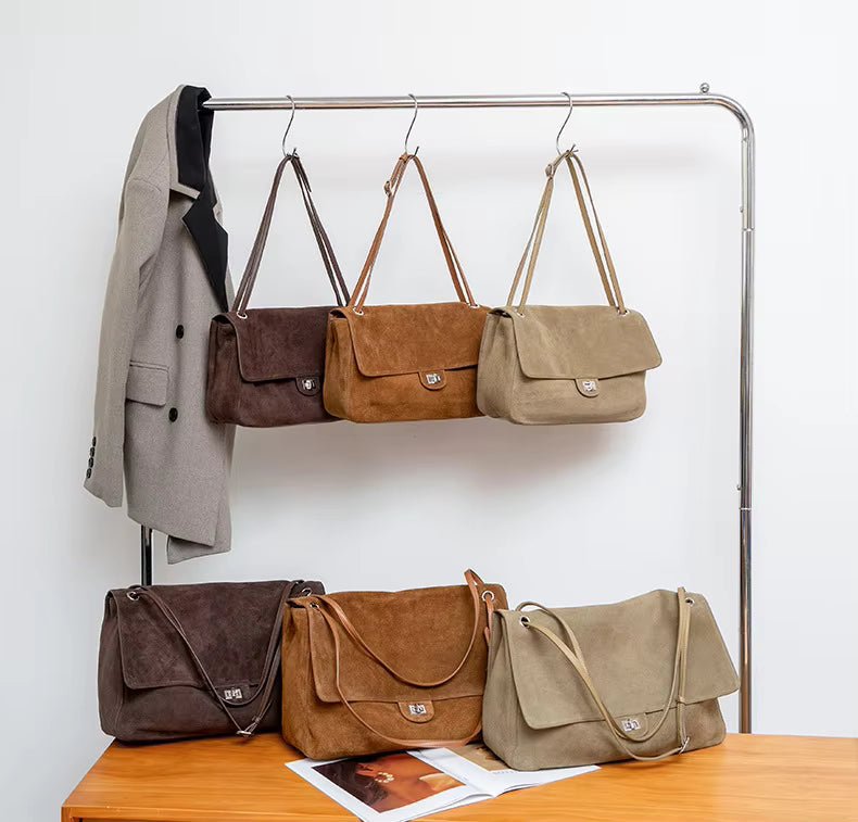 Lena Frosted Cowhide Retro Tote Bag