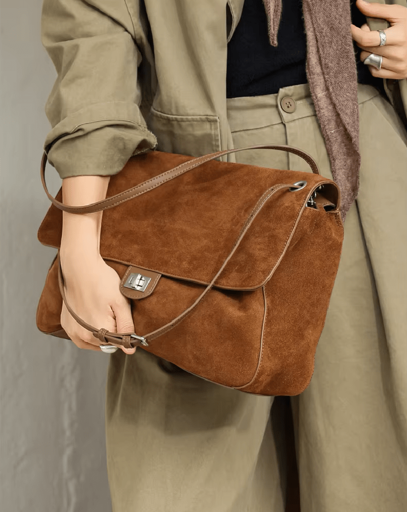 Lena Frosted Cowhide Retro Tote Bag