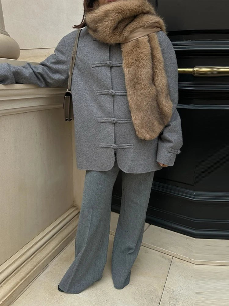 Mary Double-Faced Knot Mandarin Jacket