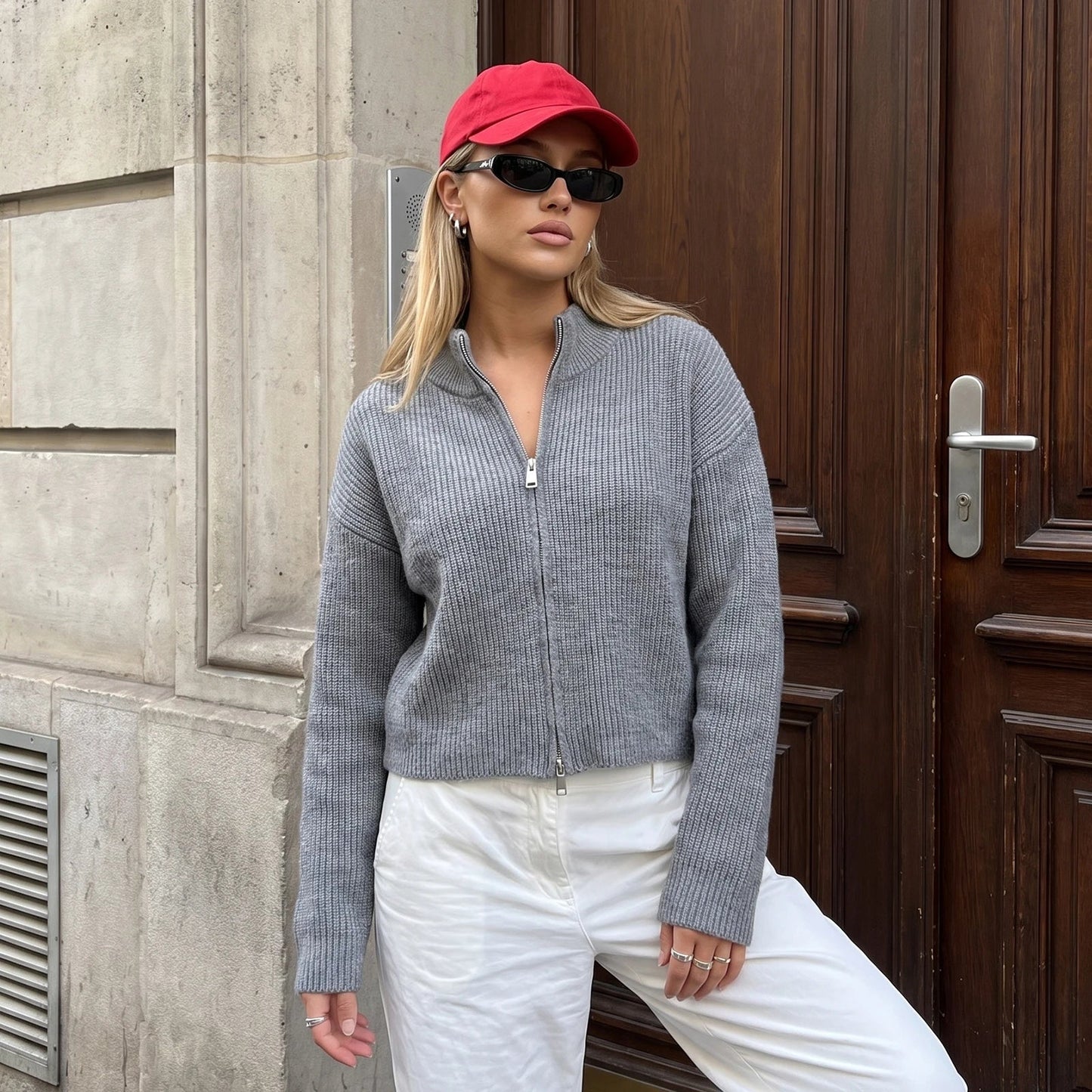 Amy Double Zip Knit Cardigan