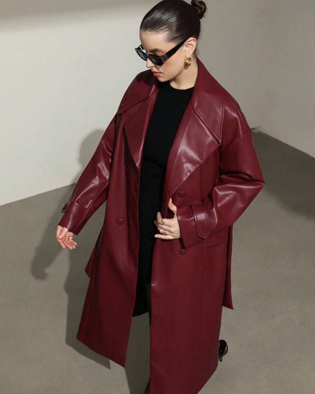 Connie Faux Leather Maxi Trench Coat