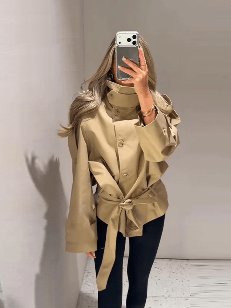 Maria High Neck Utility Trench Coat