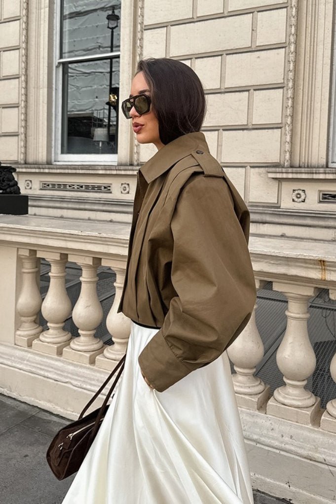 Julia Cropped Pleated Utility Jacket