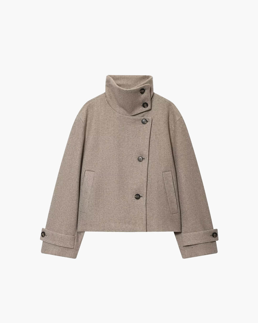 Monica Rose Buckle Stand Collar Coat