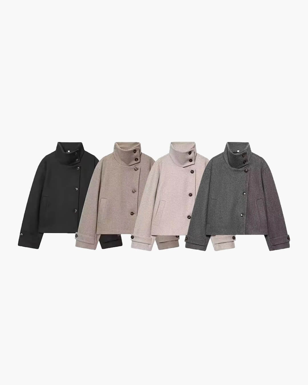 Monica Rose Buckle Stand Collar Coat
