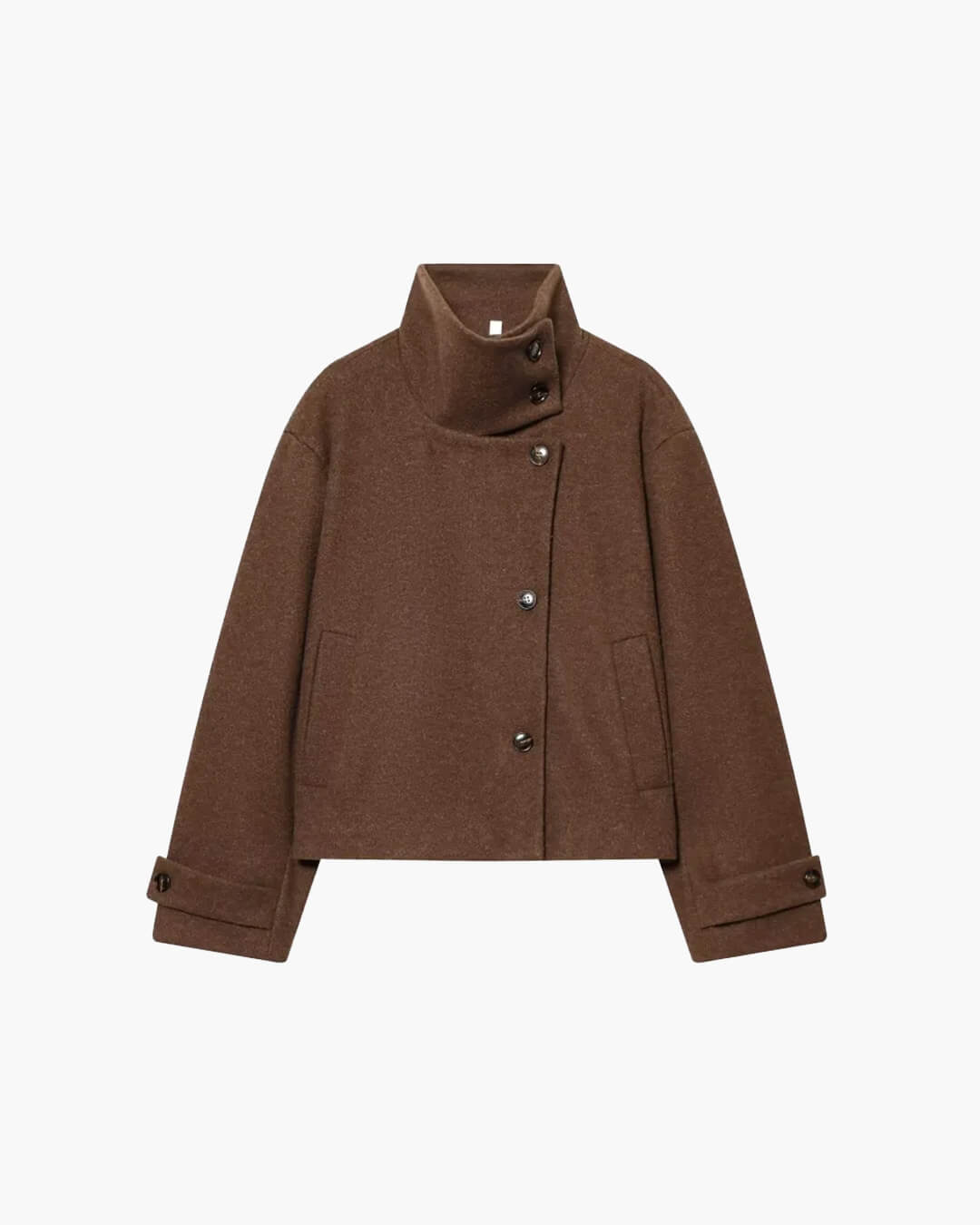Monica Rose Buckle Stand Collar Coat