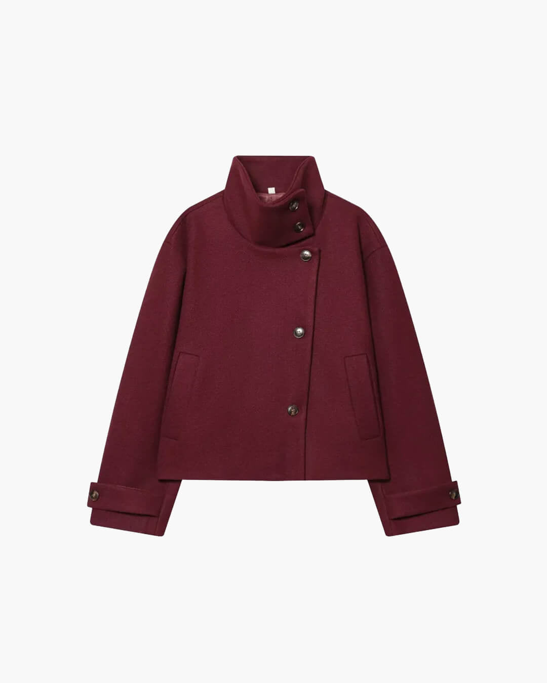 Monica Rose Buckle Stand Collar Coat