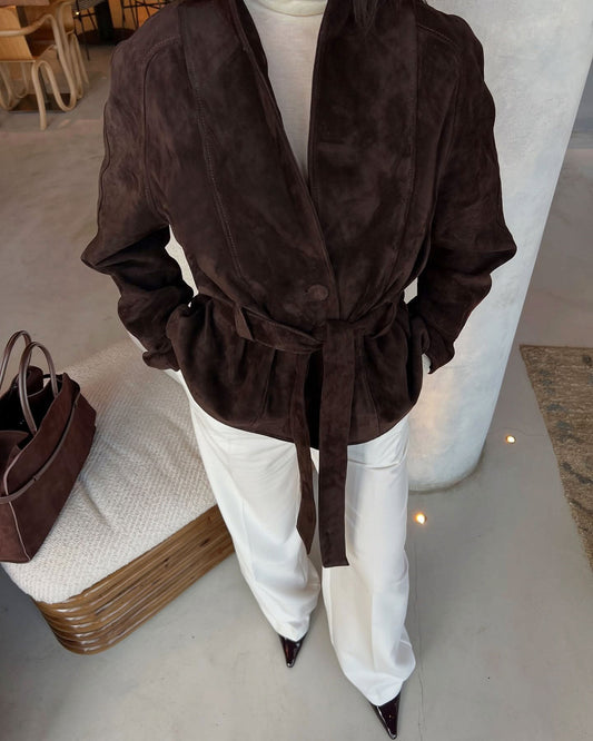Annie Belted Suede Trench Coat