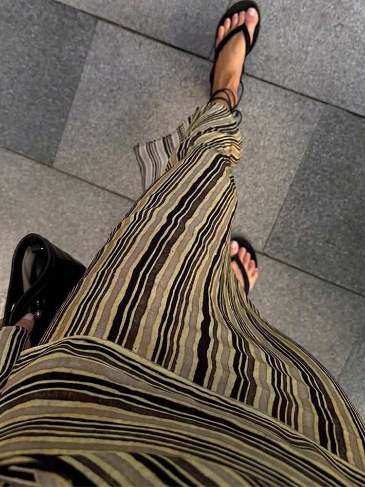 Tessa Striped V-Neck Maxi Dress