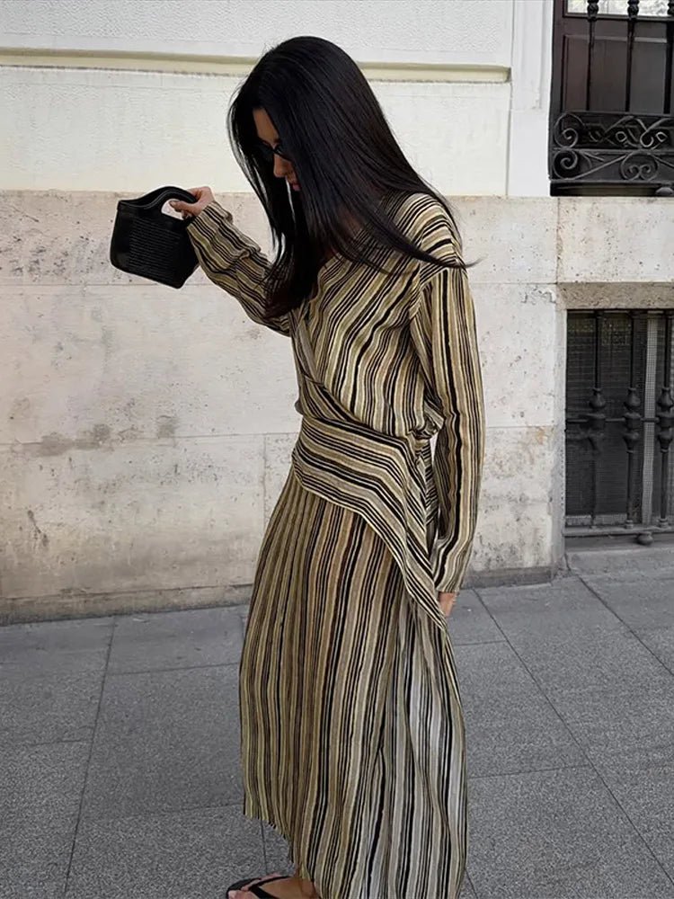 Tessa Striped V-Neck Maxi Dress