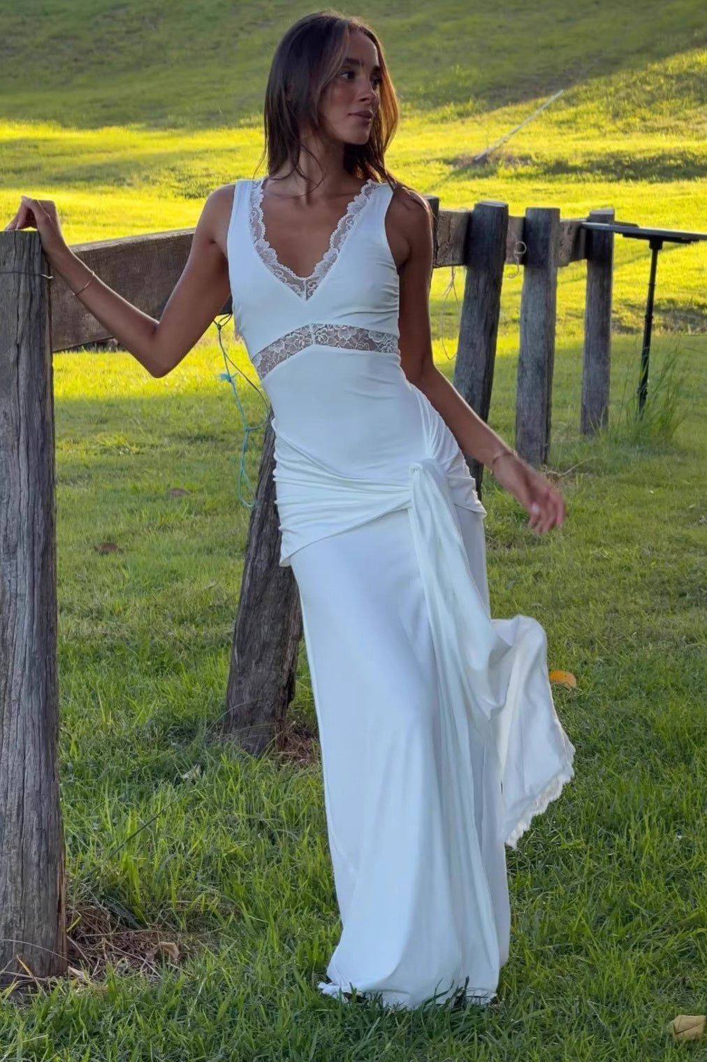 Ilaria Lace Panel Tie Strap Maxi Dress
