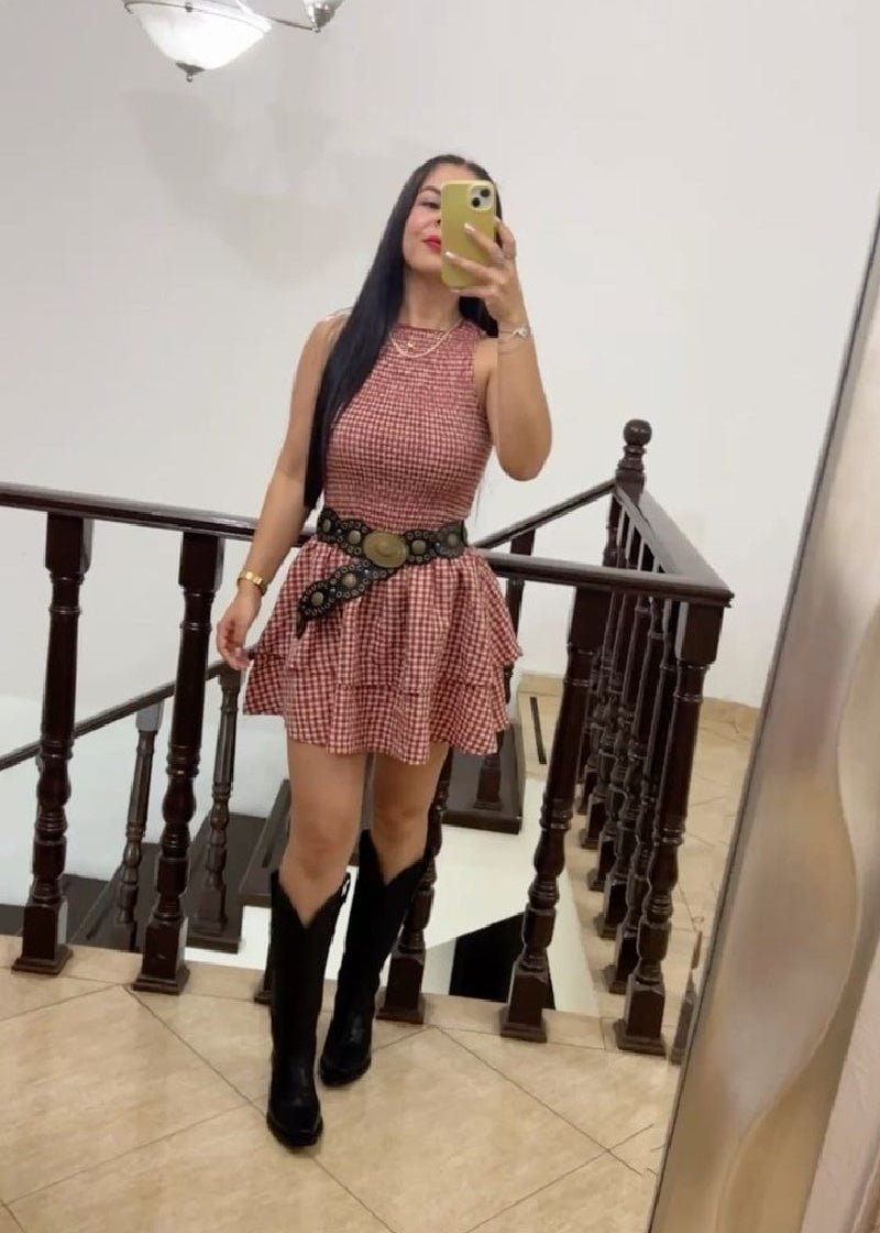 Linda Plaid Smocked Mini Dress