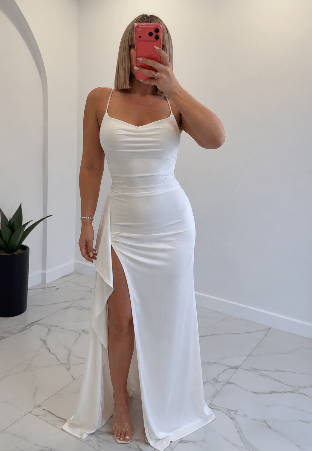 Monica Satin Open-Back Maxi Dress