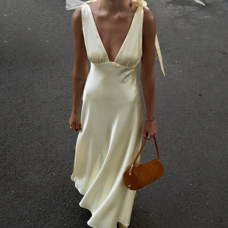 Melanie Satin Tie Strap Maxi Dress
