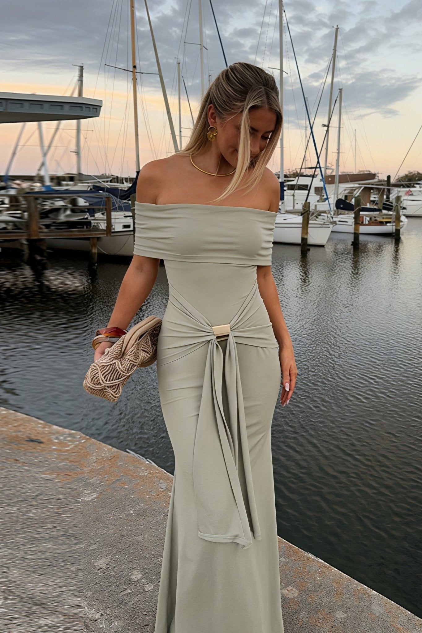 Ellie Off-Shoulder Bodycon Maxi Dress