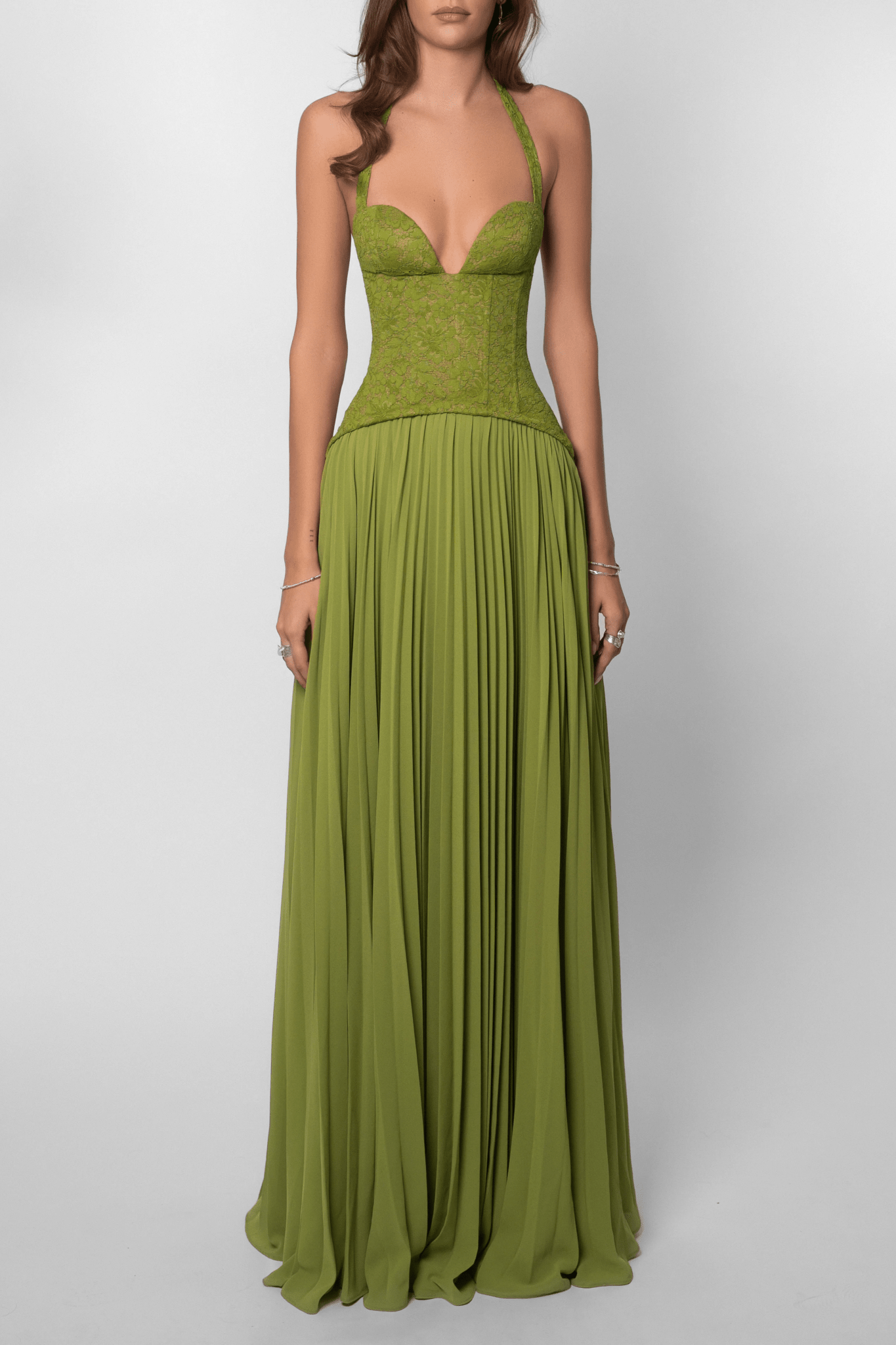 Miranda Pleated Corset Maxi Dress