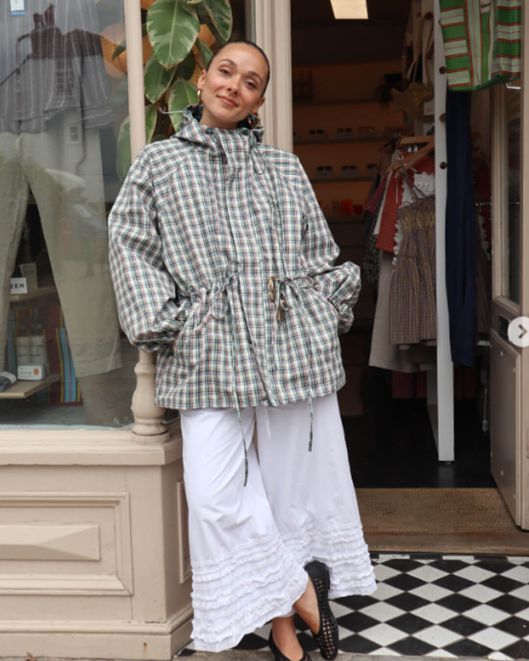 Gina Retro Plaid Hooded Jacket