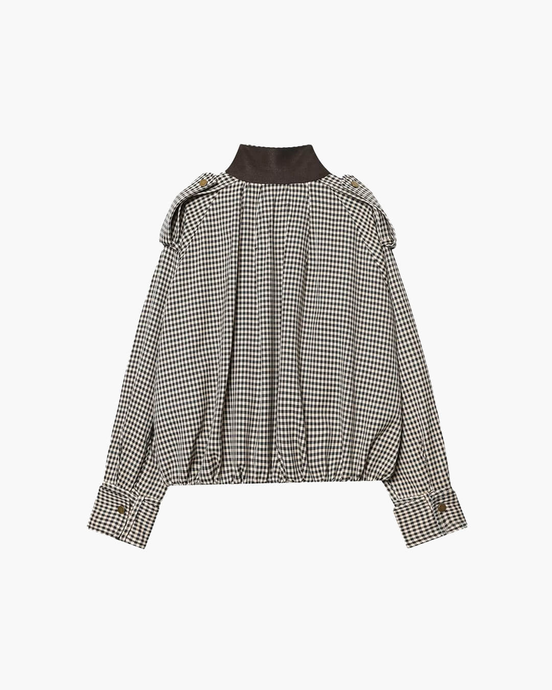 Lisa High Neck Checked Bomber Jacket