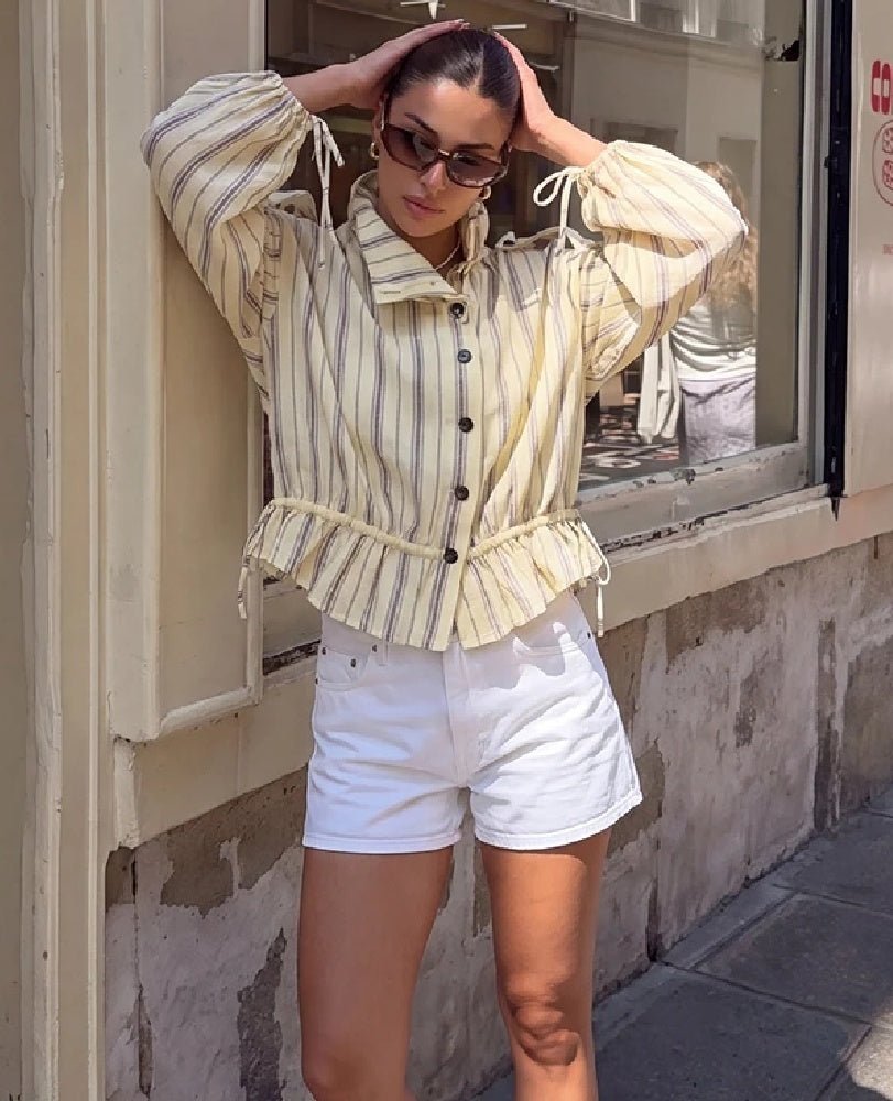 Melanie Striped Stand Collar Jacket