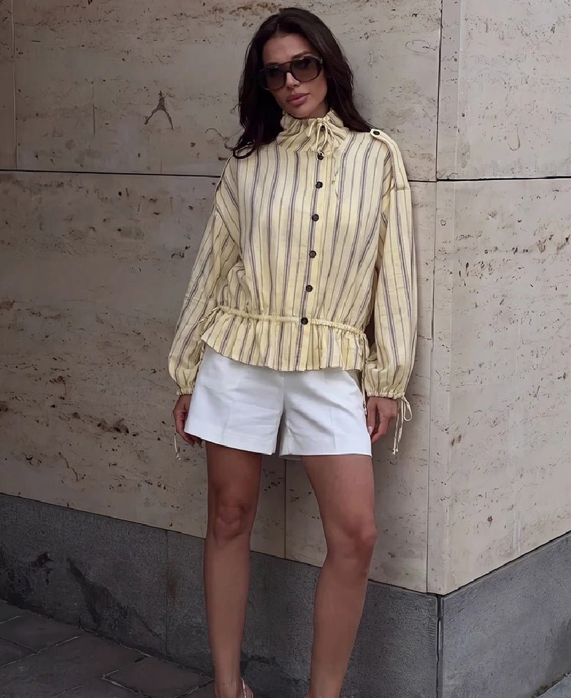 Melanie Striped Stand Collar Jacket