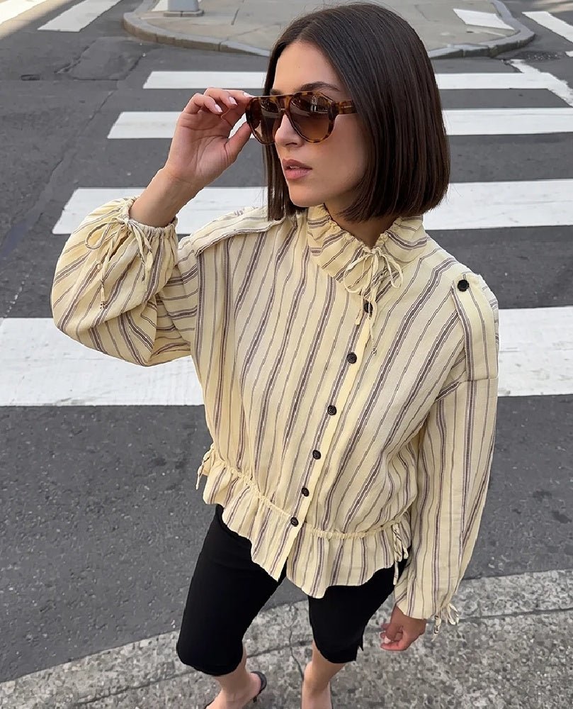 Melanie Striped Stand Collar Jacket