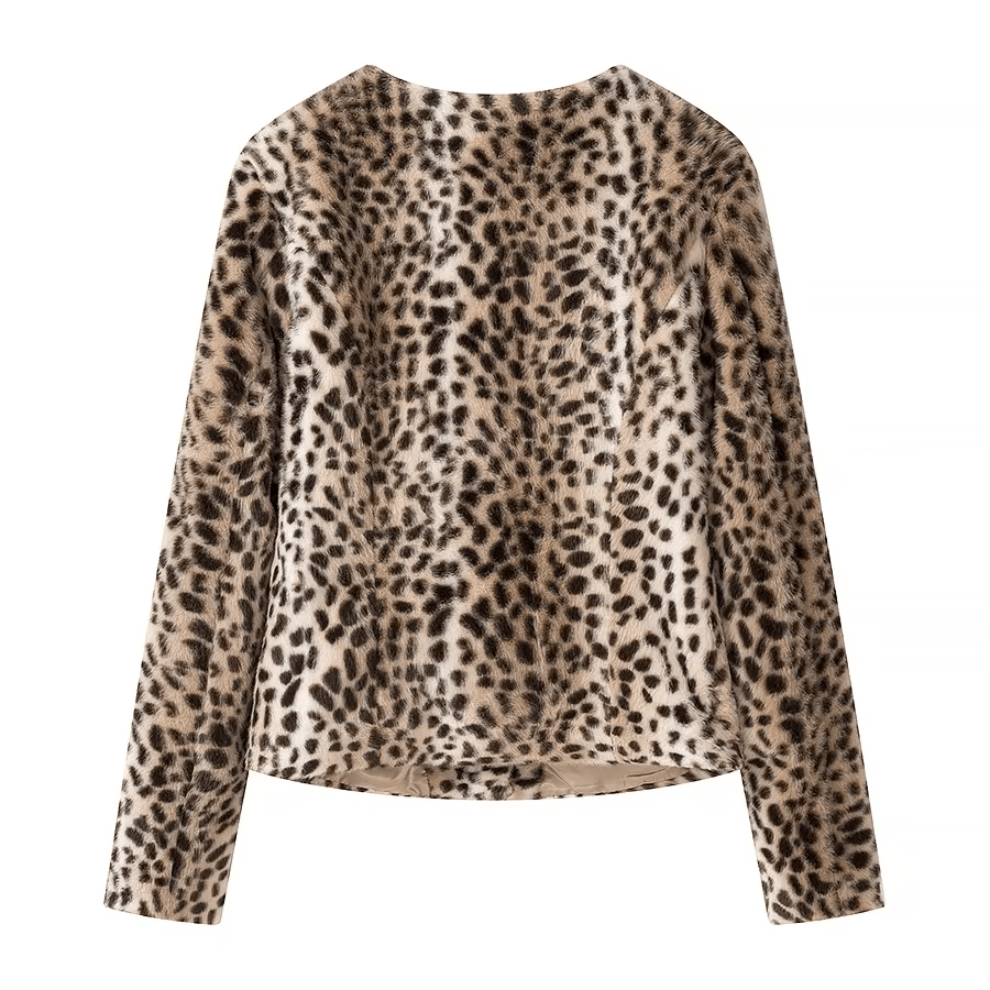 Katie Leopard Faux Fur Cropped Jacket